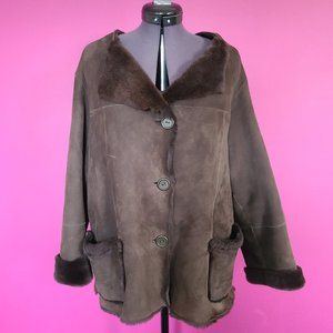 Chocolate Brown 100% Genuine Shearling/Suede Jacket